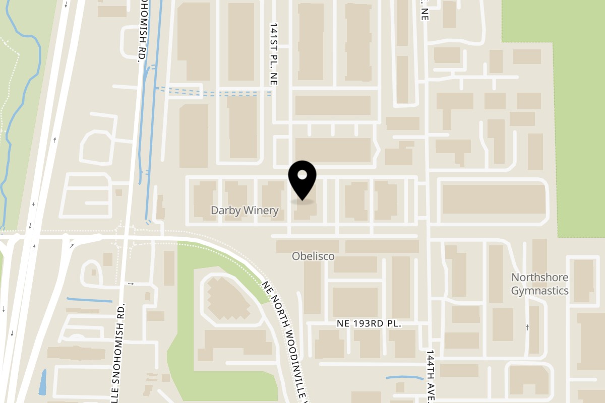 Map showing the location of Nelly's African Kitchen on 19501 144th Ave NE c 800 in Woodinville